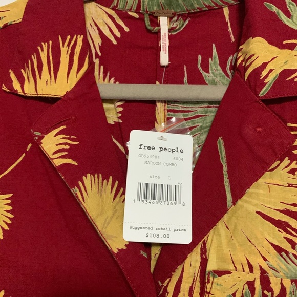 Free People Malibu Romper short Red Combo - Picture 5 of 9